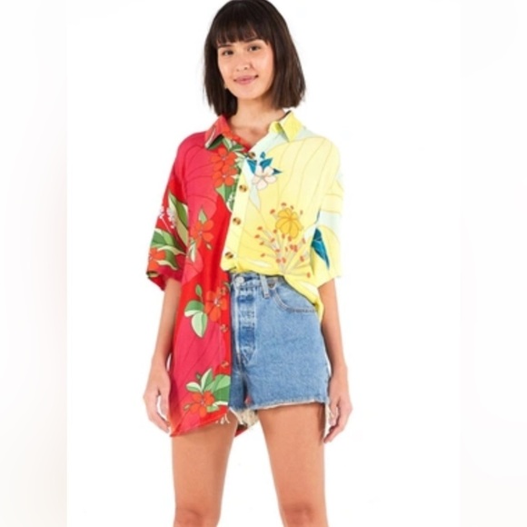 New! FARM RIO size L mixed print front button top - Picture 2 of 10